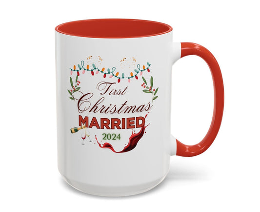 First Christmas Married 2024 Mug, Ceramic Mug, Holiday Gift, Newlywed Gift, Wedding Gift, Wedding Gift, 15oz mugs, Tea Cup