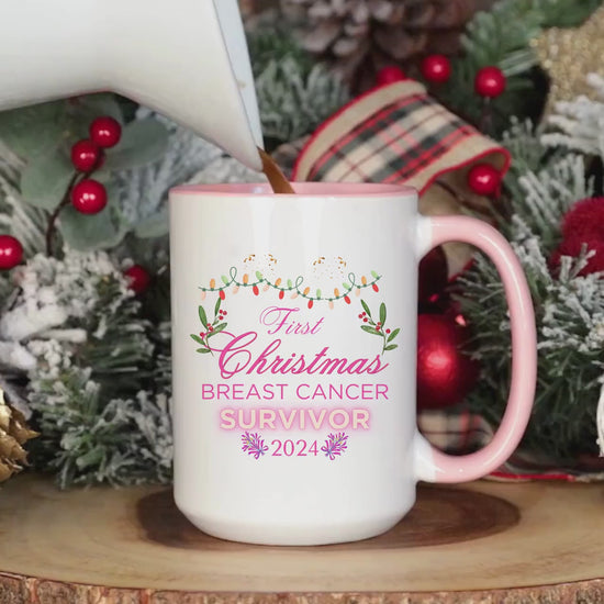 First Christmas, Breast Cancer Survivor, Mug, Blessed, Cancer, Survivor, 15oz mug, Pink Ribbon, Breast Cancer,Inspirational Mug,Gift for Her